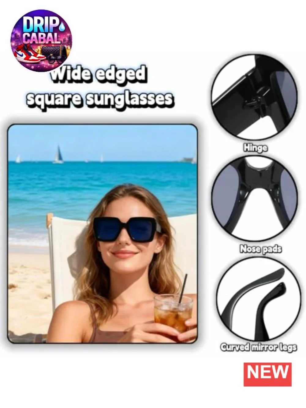 Oversized Square Sunglasses for Women, Retro UV Protection, Lightweight